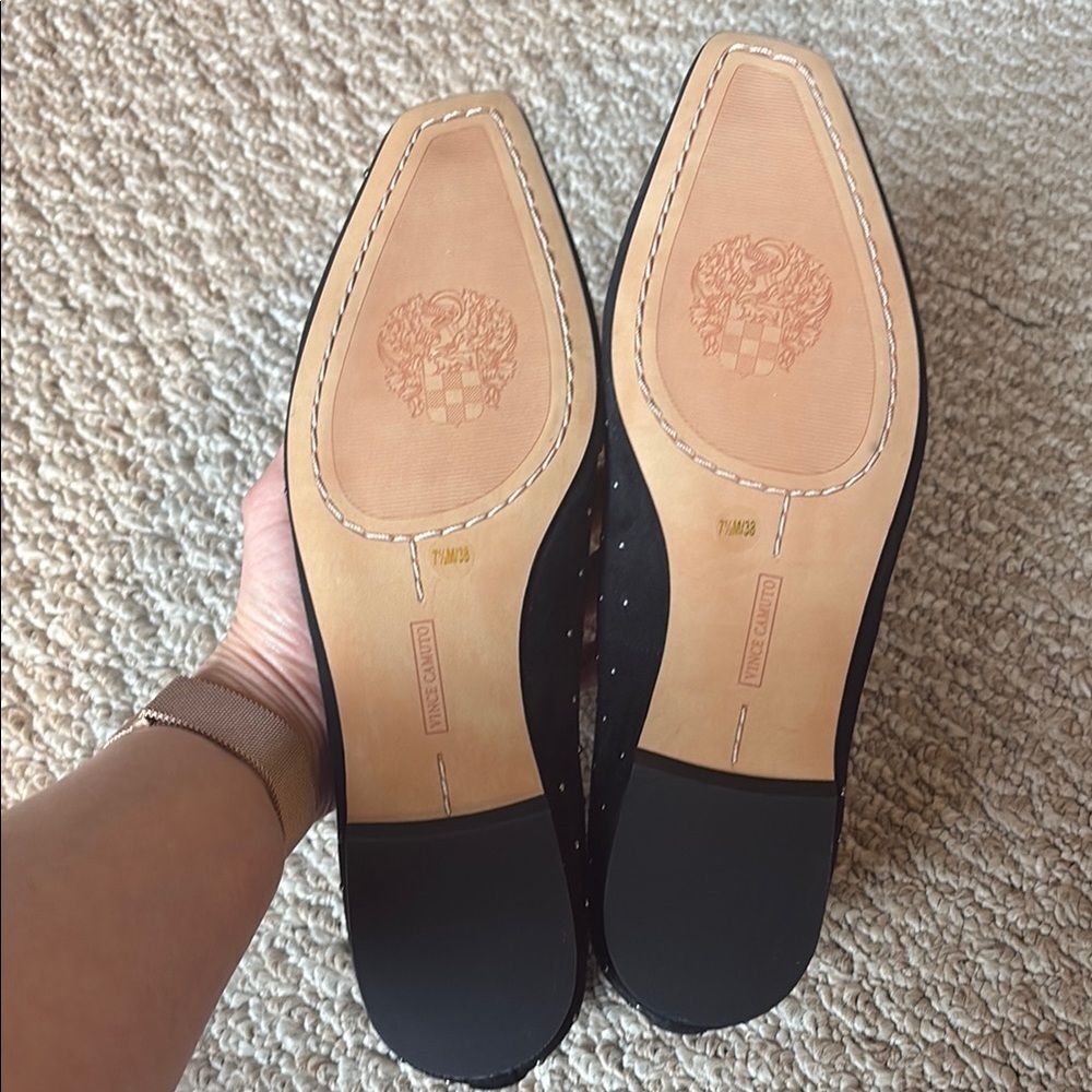 Vince Camuto Elegant Black Studded Loafers - Picture 4 of 4